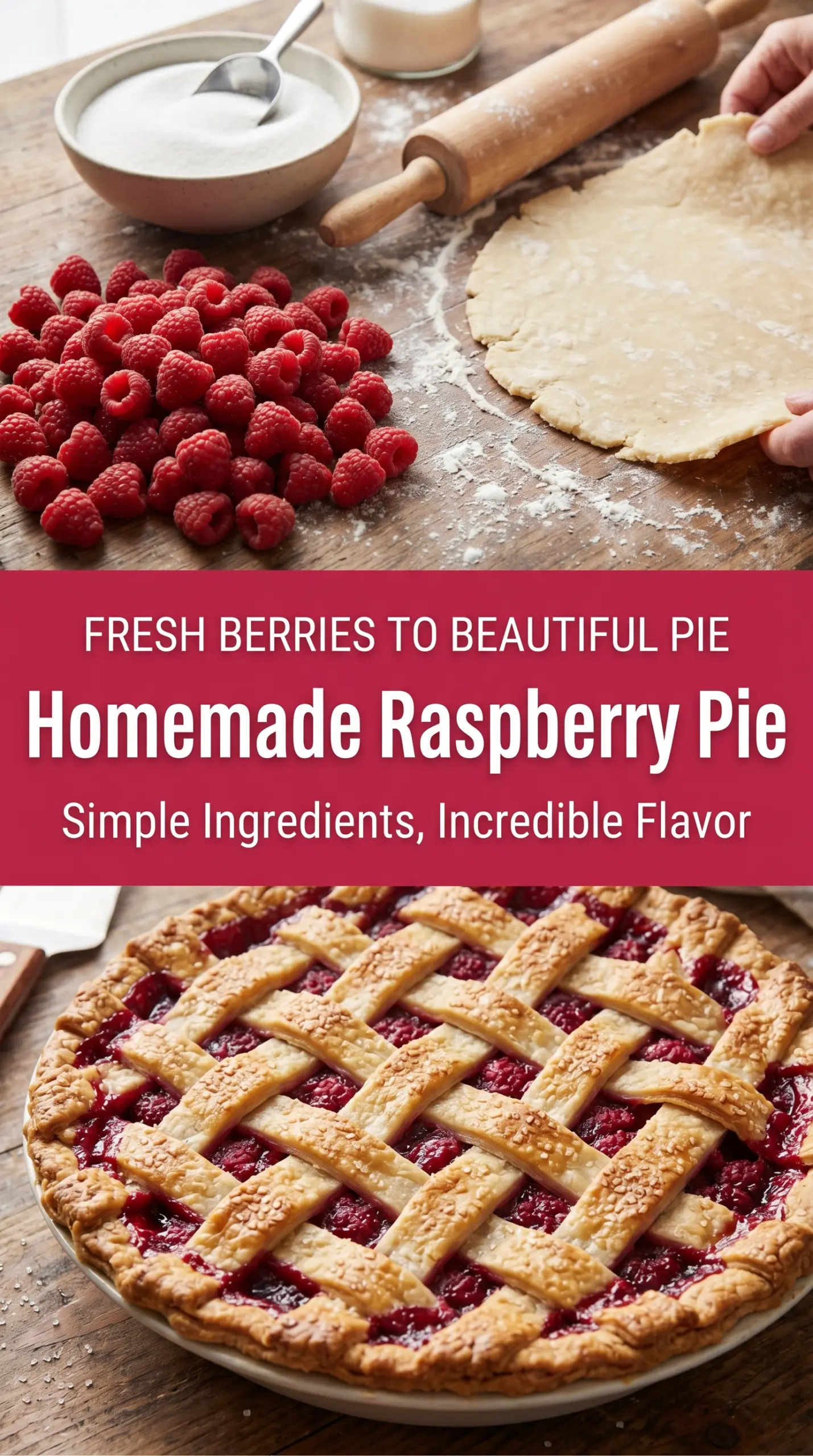 Homemade Raspberry Pie fresh berries flaky crust