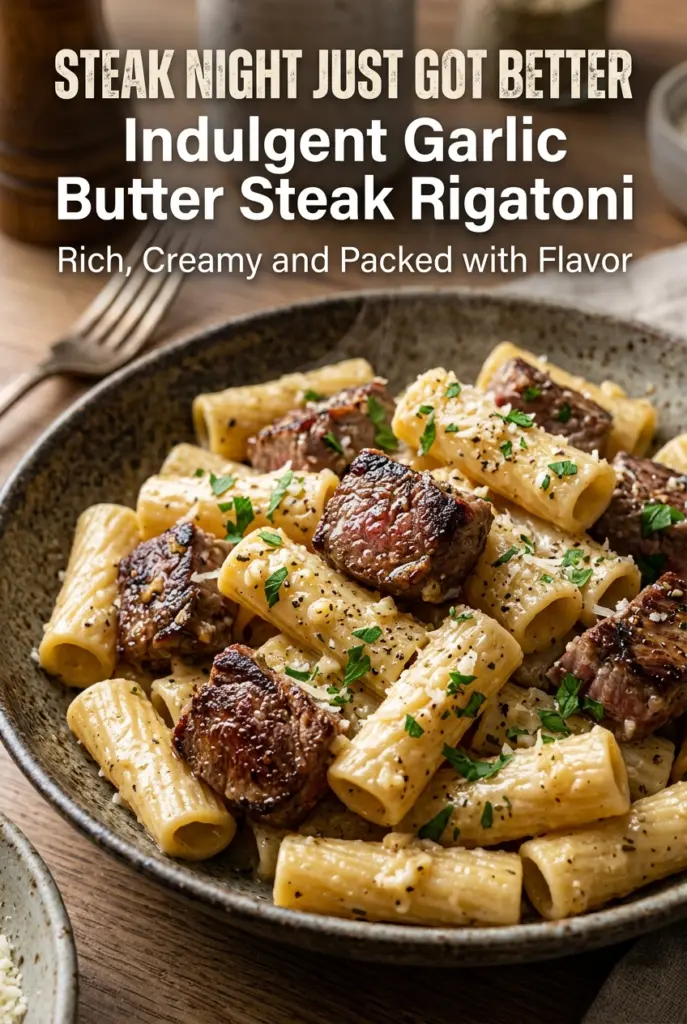 Indulgent Garlic Butter Steak Rigatoni
