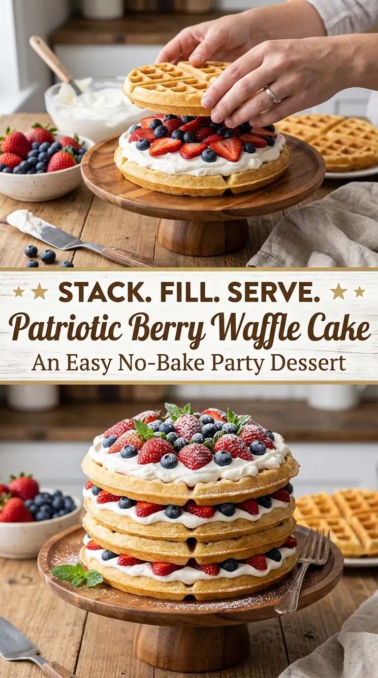 Patriotic Berry Waffle Cake