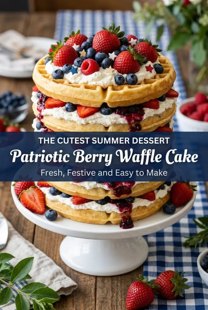 Patriotic Berry Waffle Cake