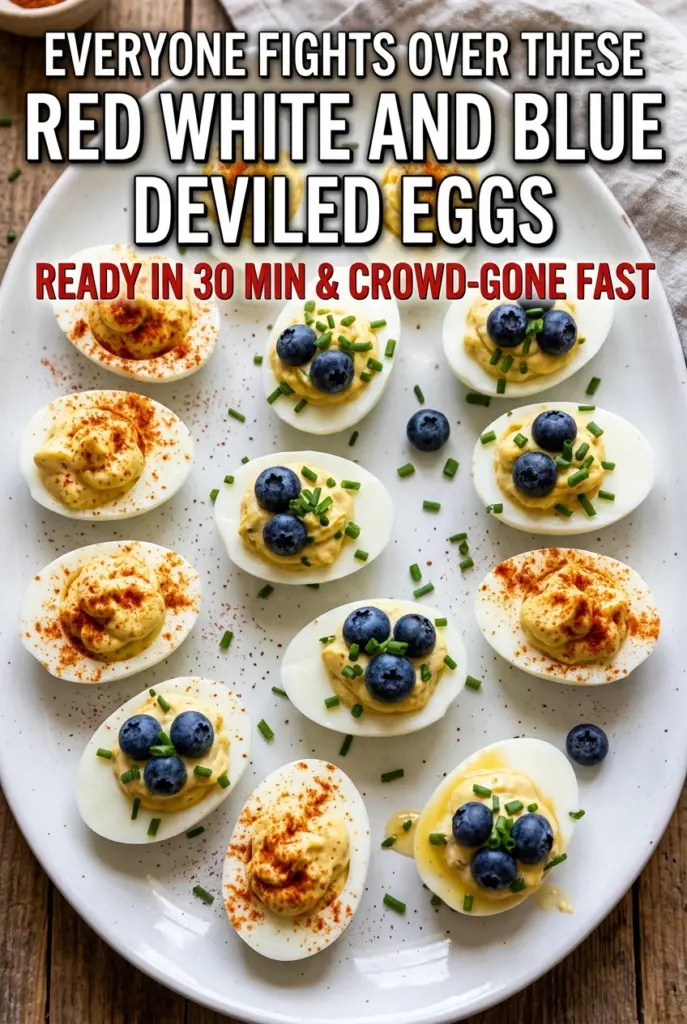 Red White and Blue Deviled Eggs