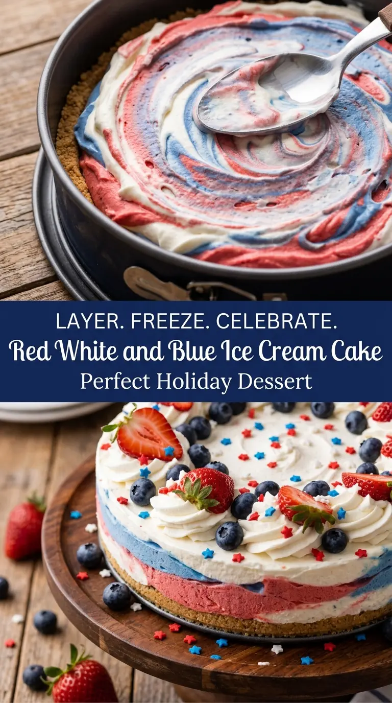 Red white and blue ice cream cake creamy patriotic dessert