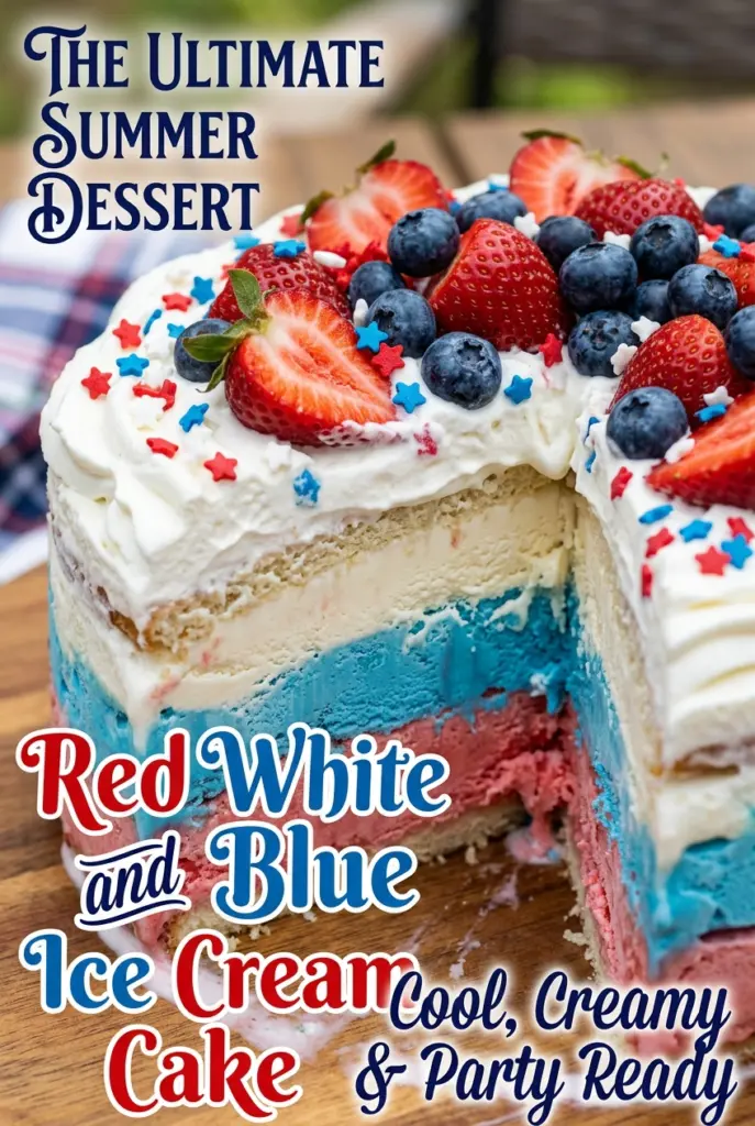 Red White and Blue Ice Cream Cake