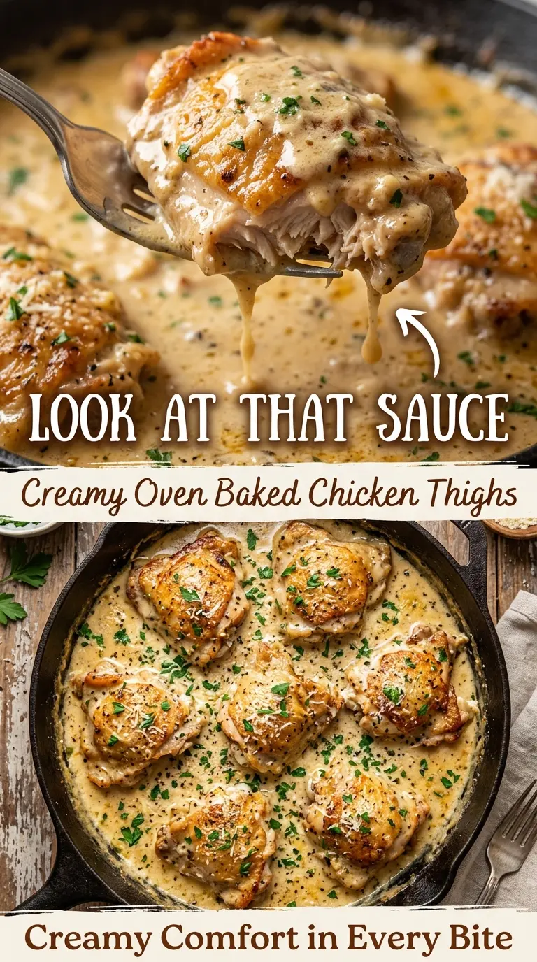 Creamy Oven Baked Chicken Thighs