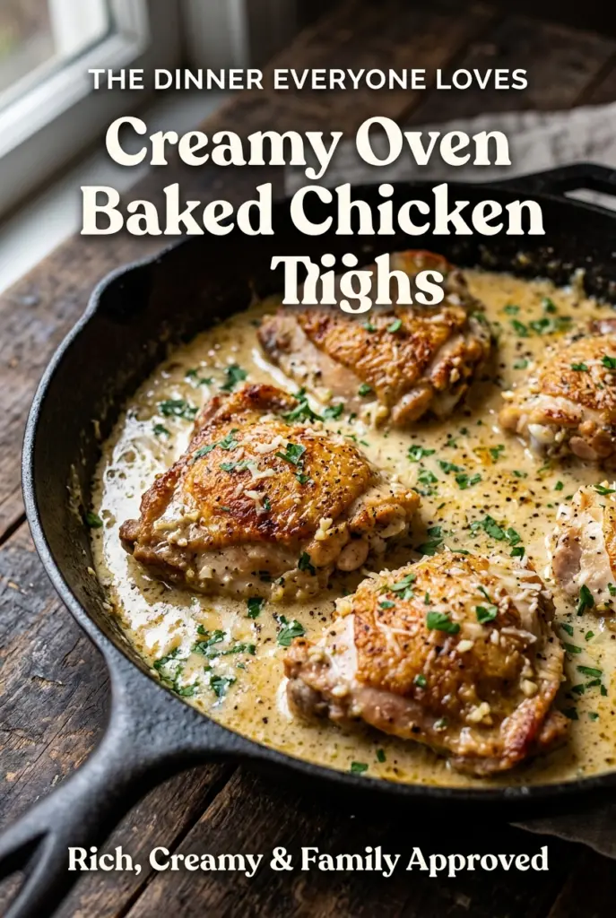Creamy Oven Baked Chicken Thighs