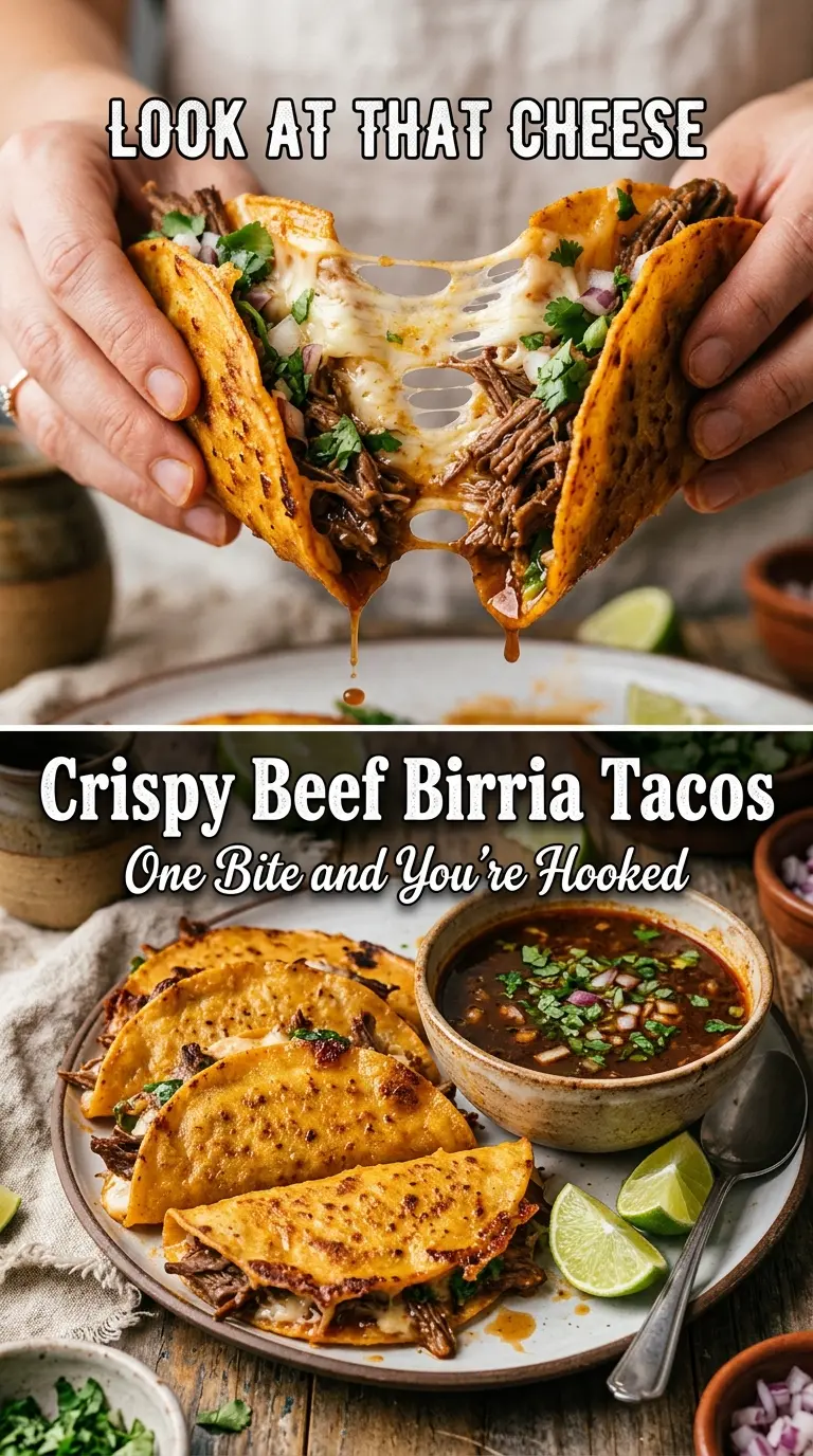 crispy beef birria tacos cheesy chile-dipped