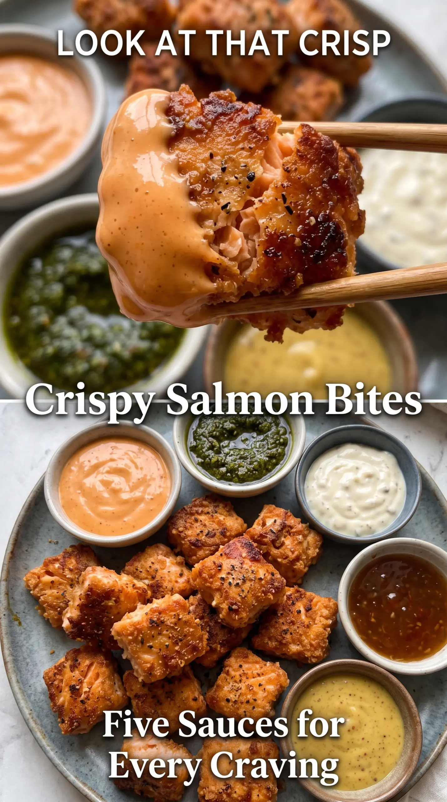 Crispy Salmon Bites with 5 Easy Sauces crispy golden saucy