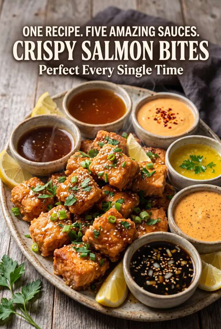 Crispy Salmon Bites with 5 Easy Sauces