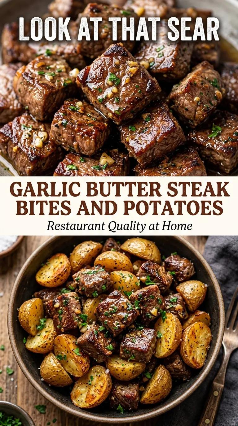 Garlic Butter Steak Bites and Potatoes