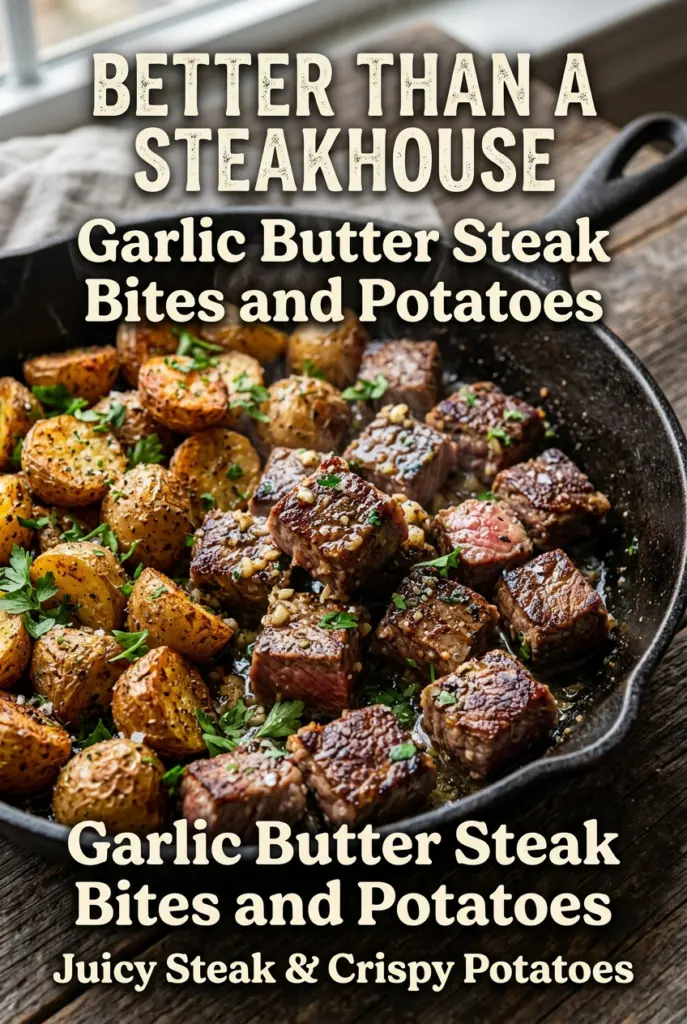 Garlic Butter Steak Bites and Crispy Potatoes