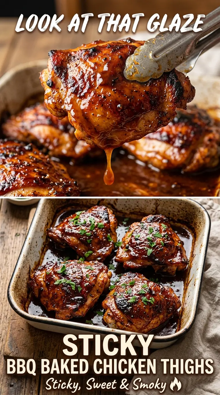 Sticky BBQ Baked Chicken Thighs smoky glazed caramelized