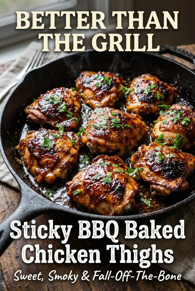 Sticky BBQ Baked Chicken Thighs