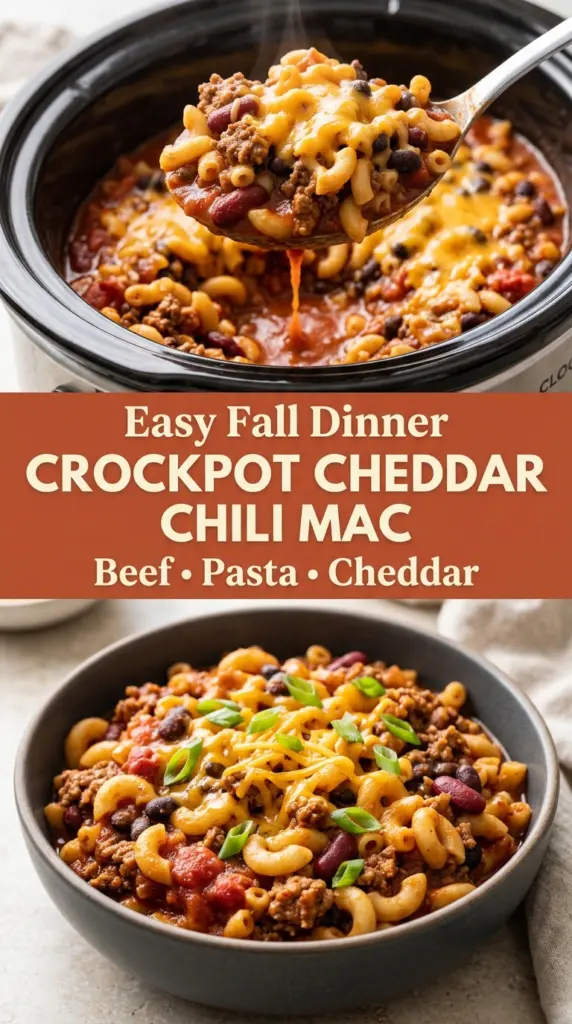 Crockpot Cheddar Chili Mac
