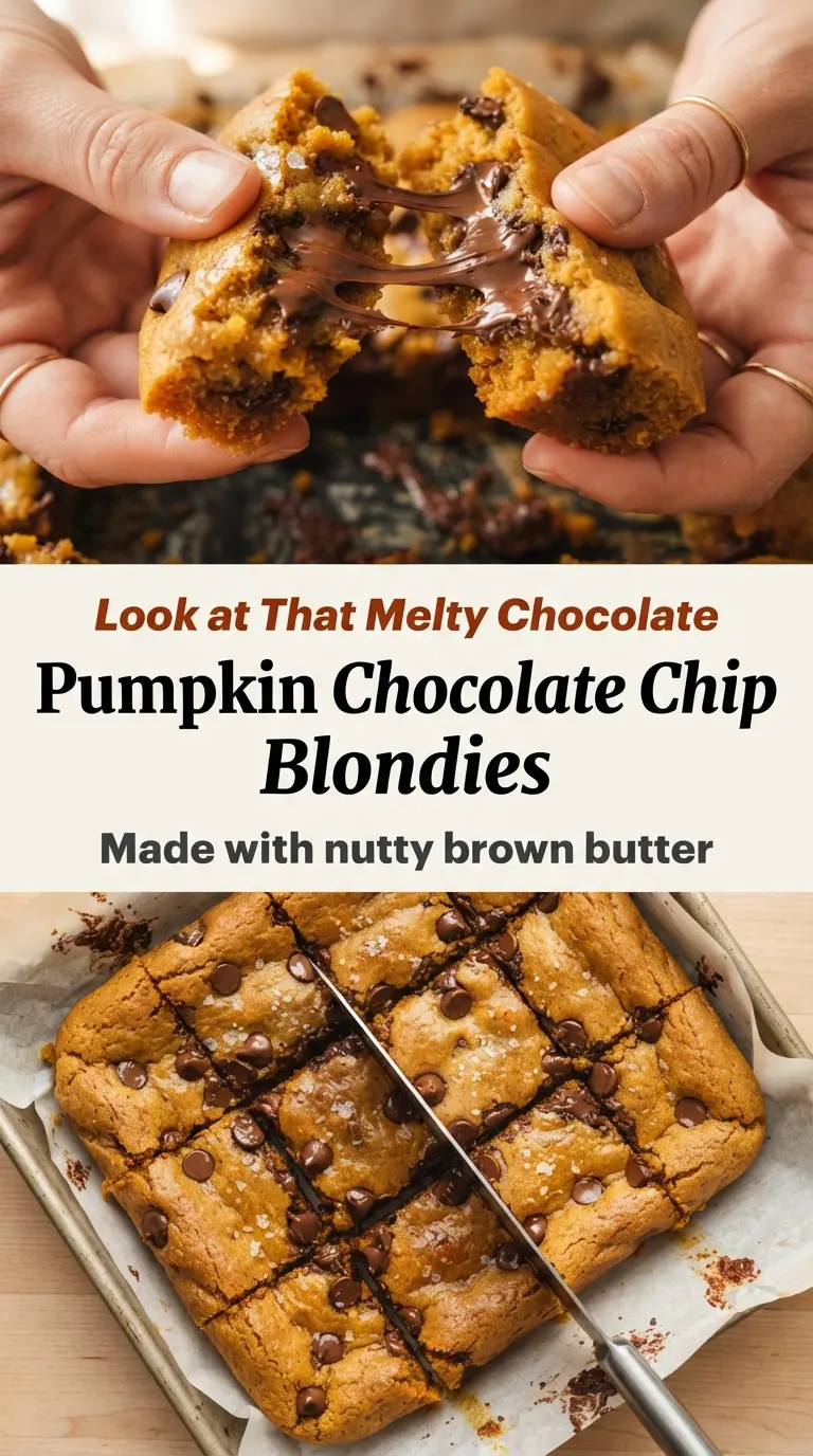 Pumpkin Chocolate Chip Blondies with Brown Butter