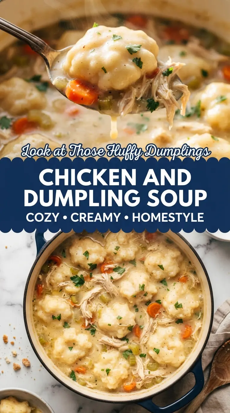Chicken and dumpling soup creamy fluffy comforting
