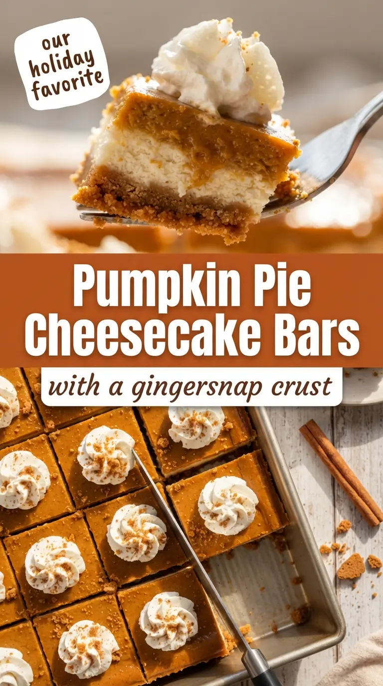 Pumpkin Pie Cheesecake Bars with Gingersnap Crust
