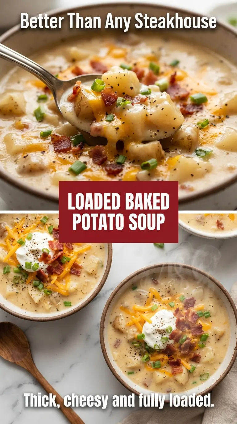 Ultimate Loaded Baked Potato Soup creamy cheesy bacon