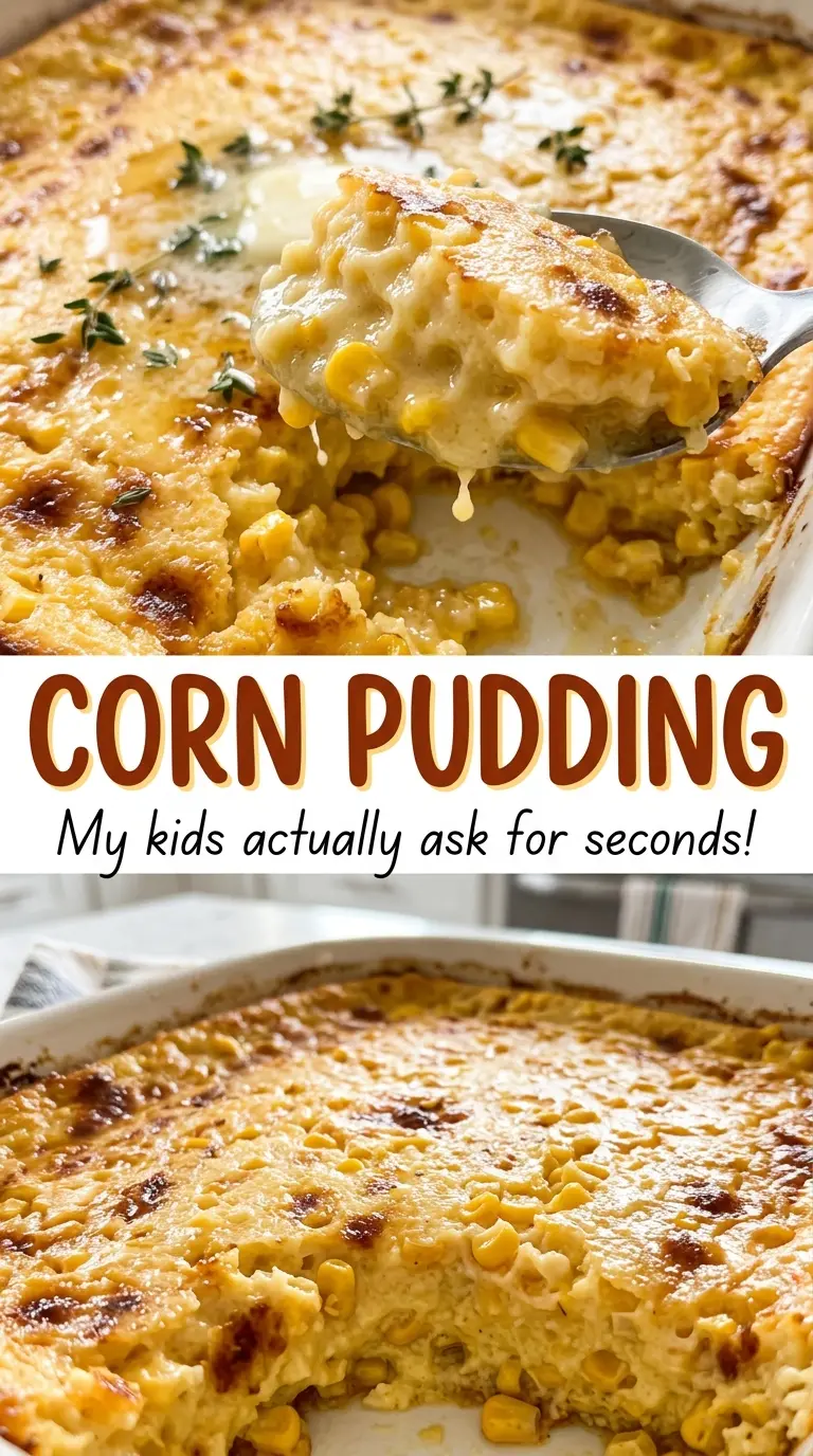 Corn pudding soft custard and golden top