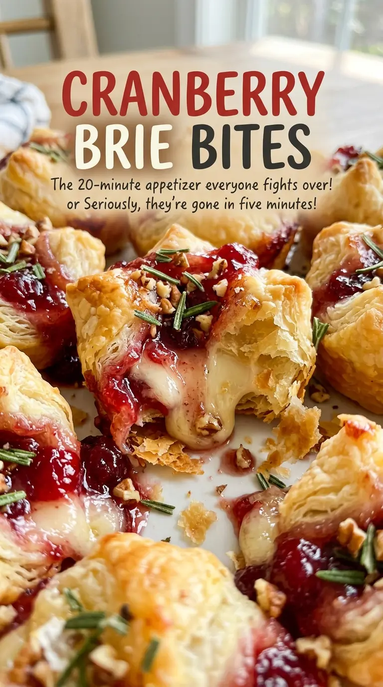 Cranberry Brie Bites golden flaky cups