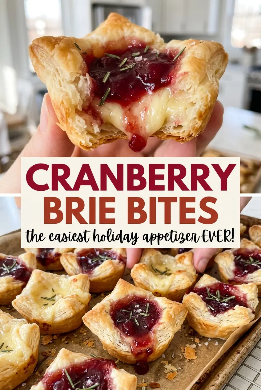 Cranberry Brie Bites golden flaky cups