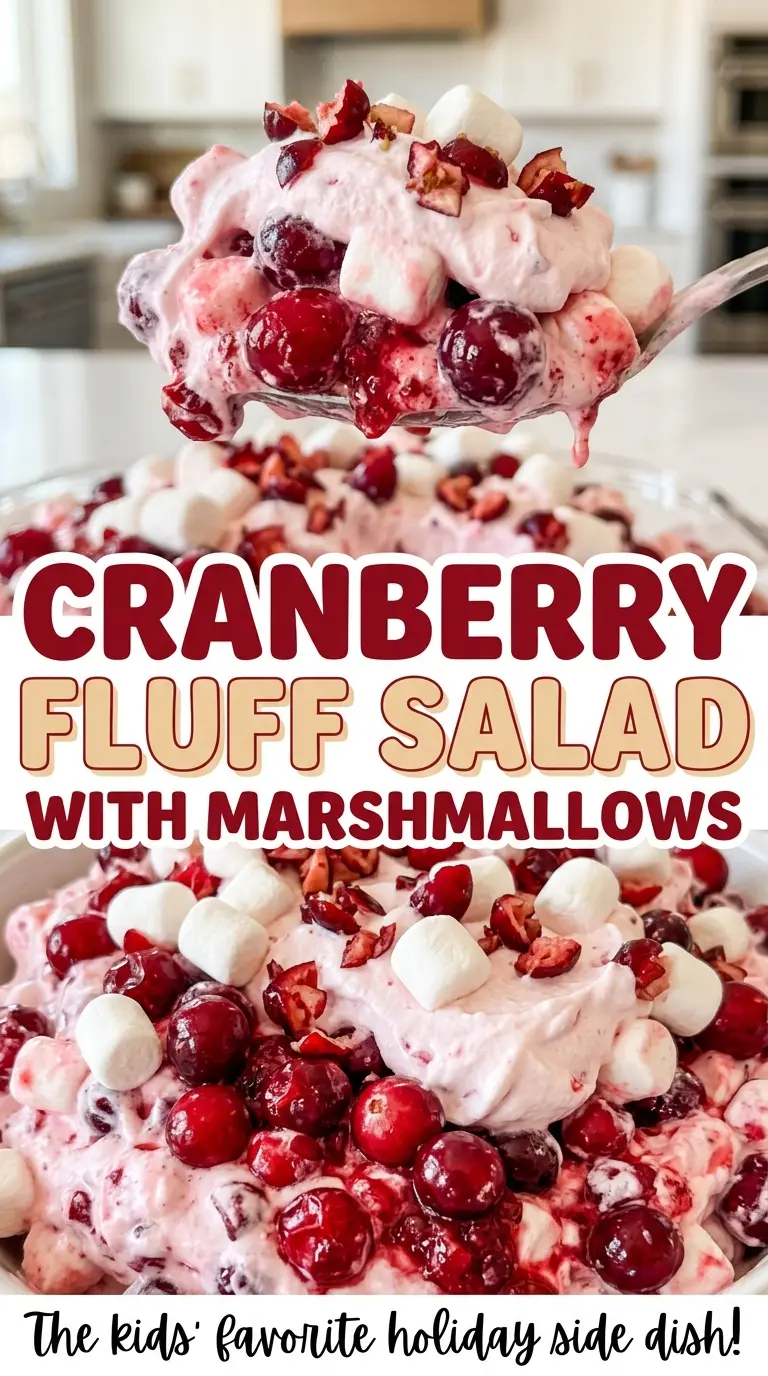Cranberry Fluff Salad with Marshmallows, fluffy cranberry pecan