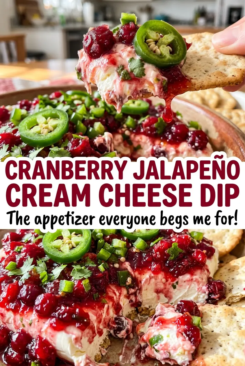 Cranberry Jalapeño Cream Cheese Dip bright chopped topping