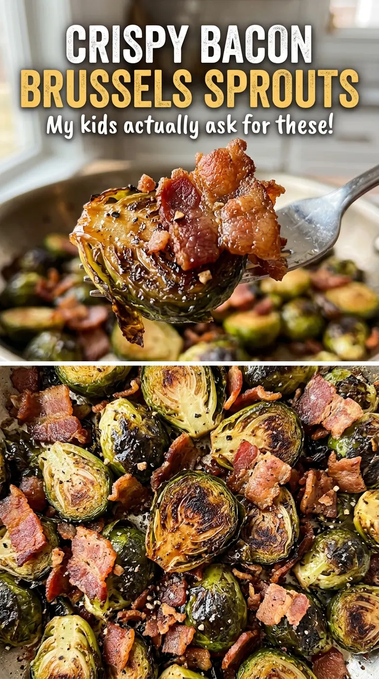Crispy Bacon Brussels Sprouts with crisp bacon