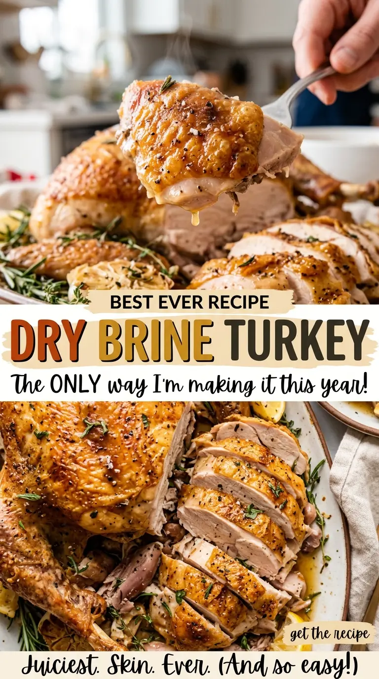 Dry Brine Turkey with crisp browned skin