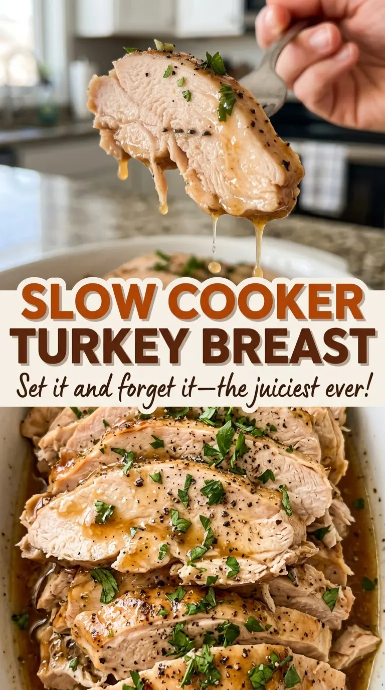 Slow Cooker Turkey Breast sliced savory meat