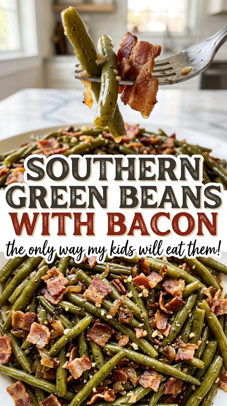 Southern Green Beans with Bacon, tender and savory